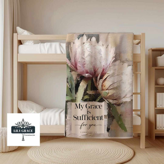 Your Grace is Sufficient Christian art gifts blamket