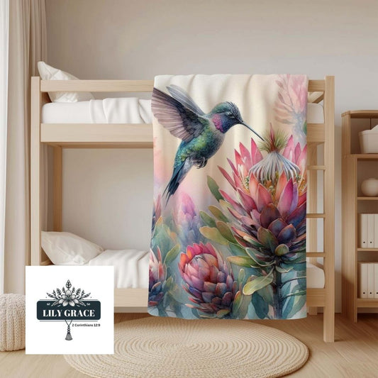 Flying songbird fleece blankets