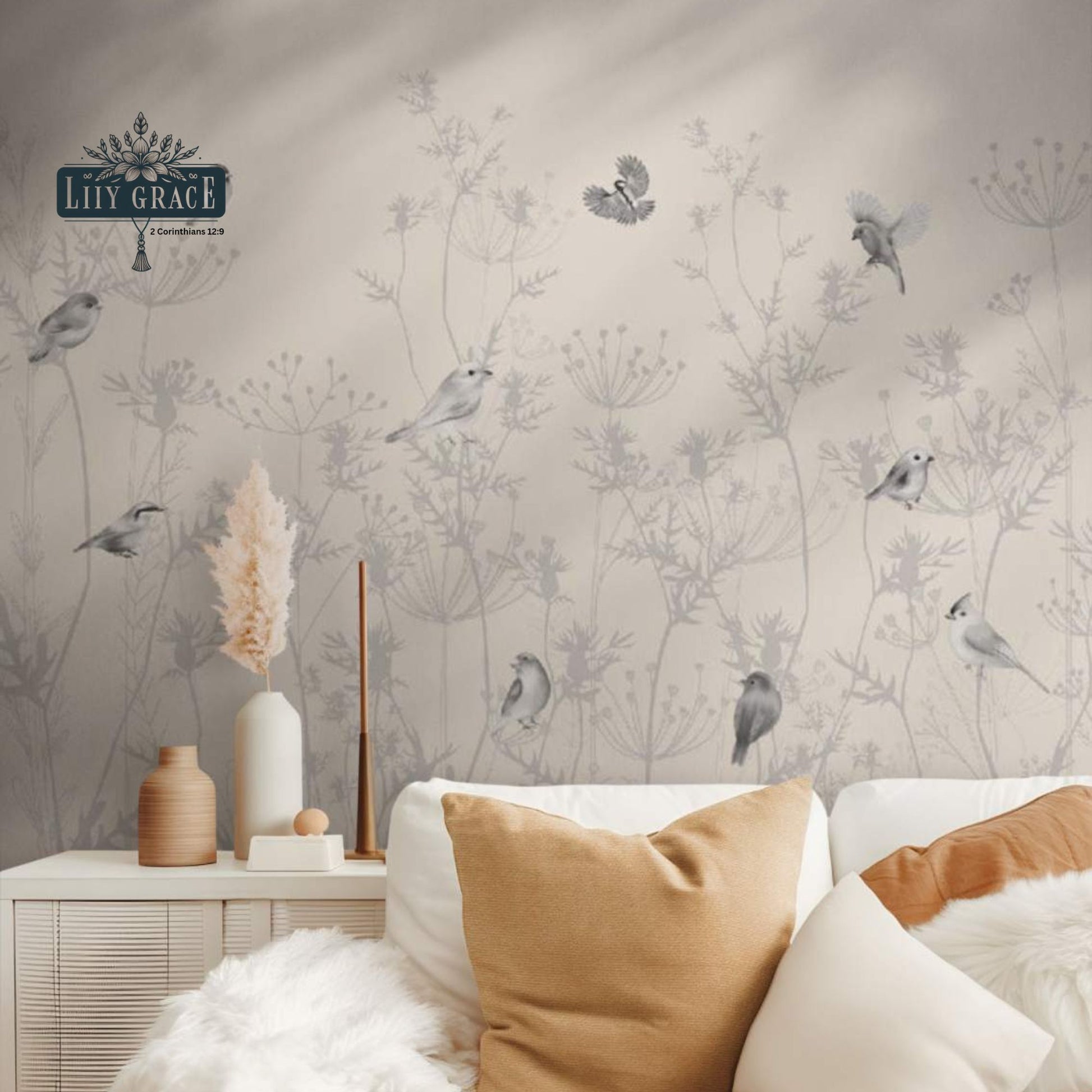 Delicate white and grey wall murals South Africa