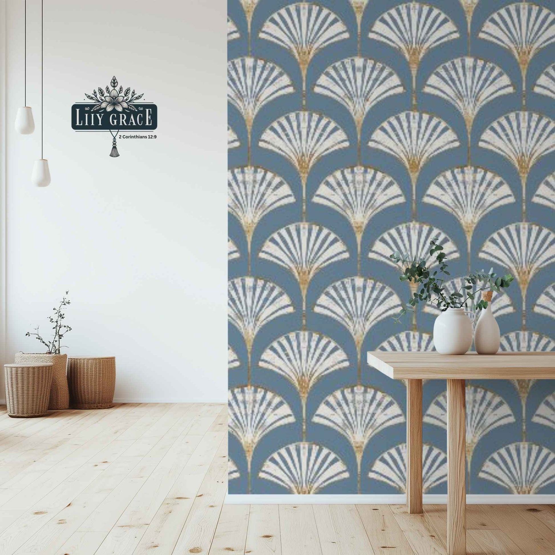 Blue fan custom wallpaper for walls