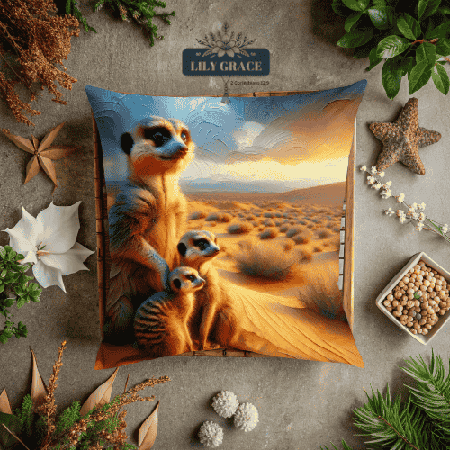 Meerkat fun scatter cushion cover - South Africa. animal print cushion cover