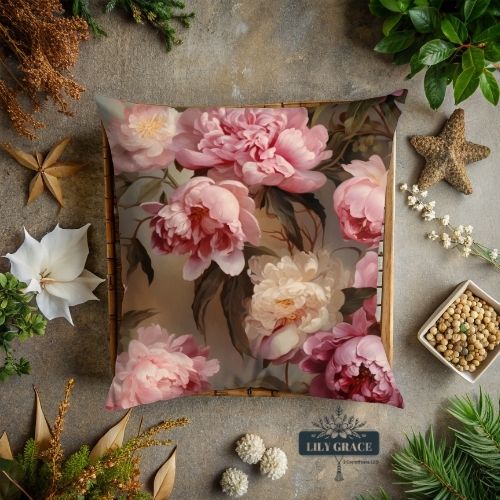 French Peony scatter Cushion cover