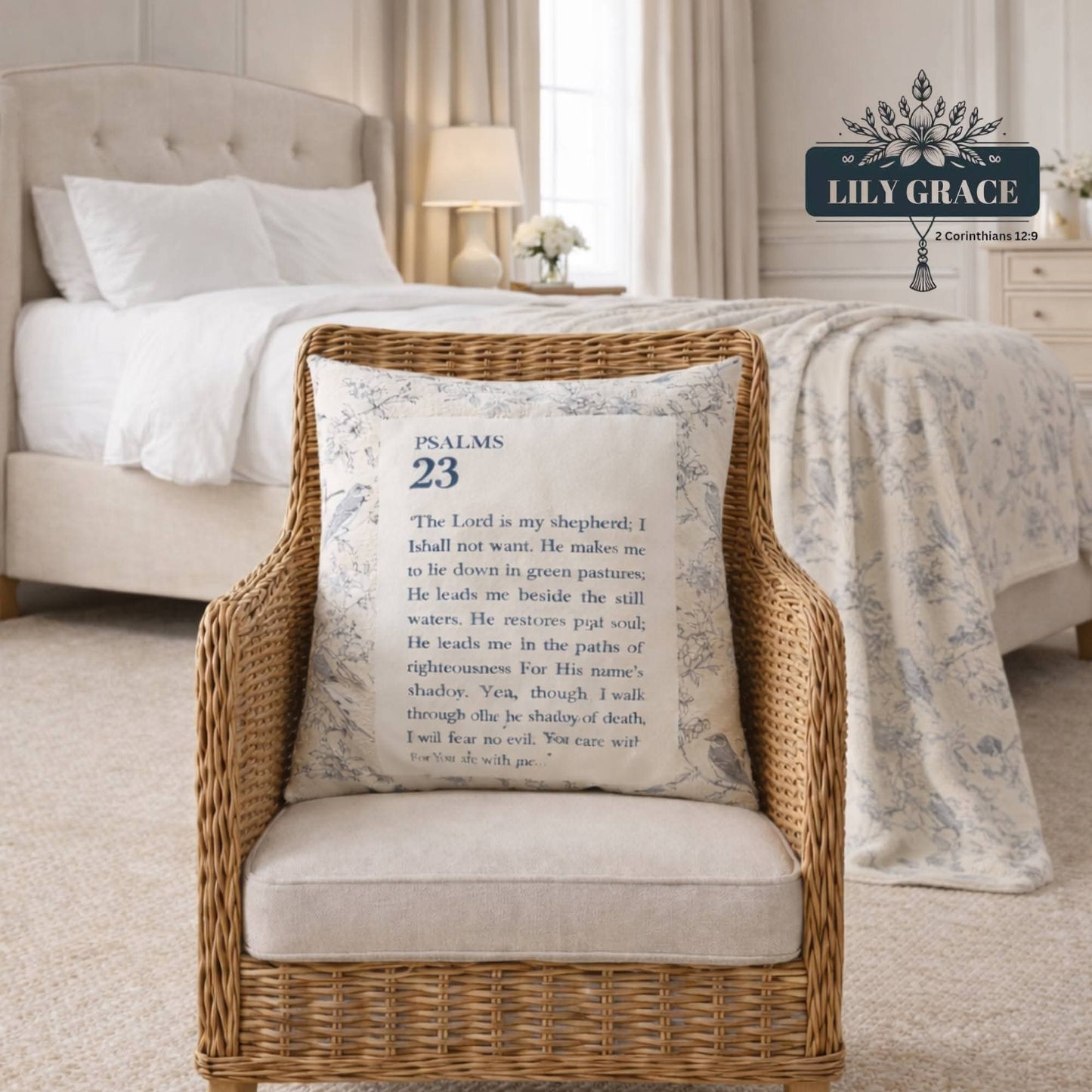 Christian gift.  Christian art gifts.  Psalm 23 scatter cushion cover 