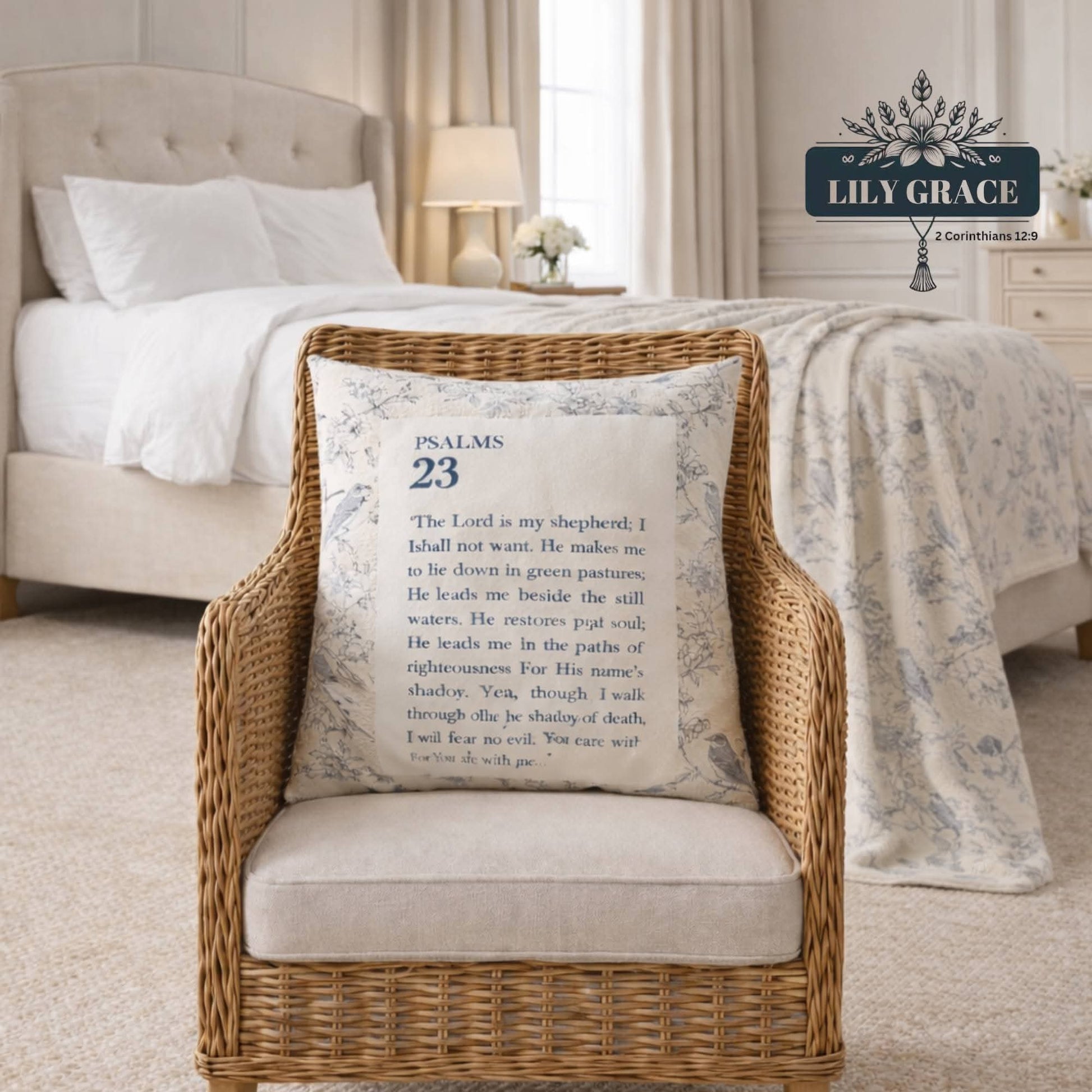 Christian gift.  Christian art gifts.  Psalm 23 scatter cushion cover 