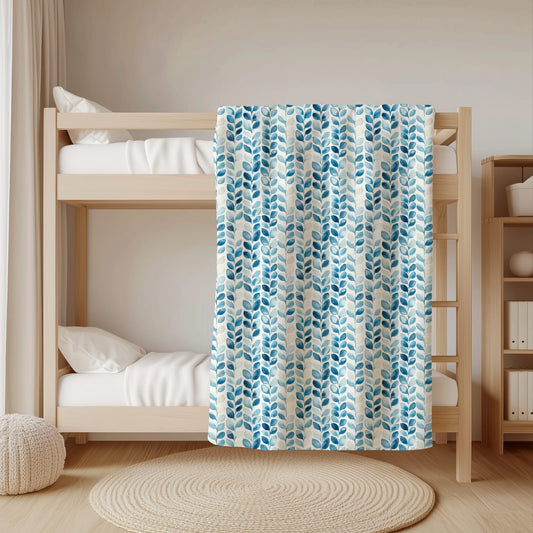Beautiful blue and white coral fleece blanket