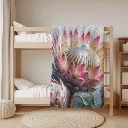 Pastel Protea fleece blanket