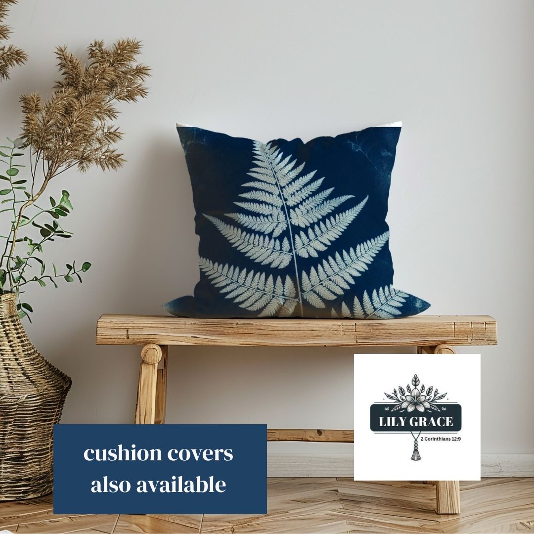 Indigo blue fern blanket from fleece