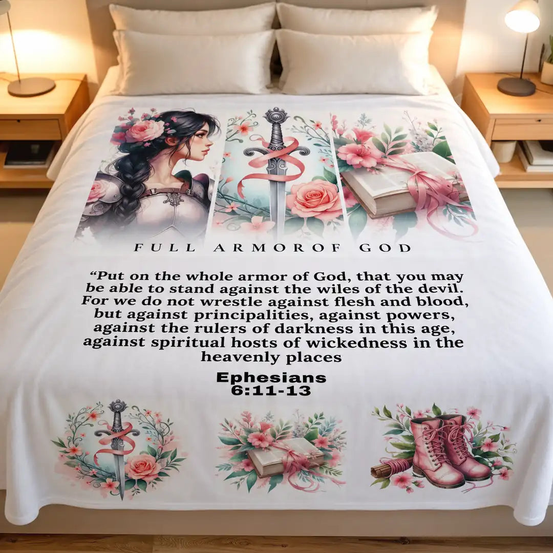 Full armor of God fleece blanket .Ready to Ship 1.5 x 2m