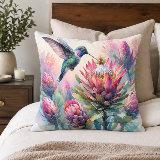 Flying Songbird protea scatter cushion cover