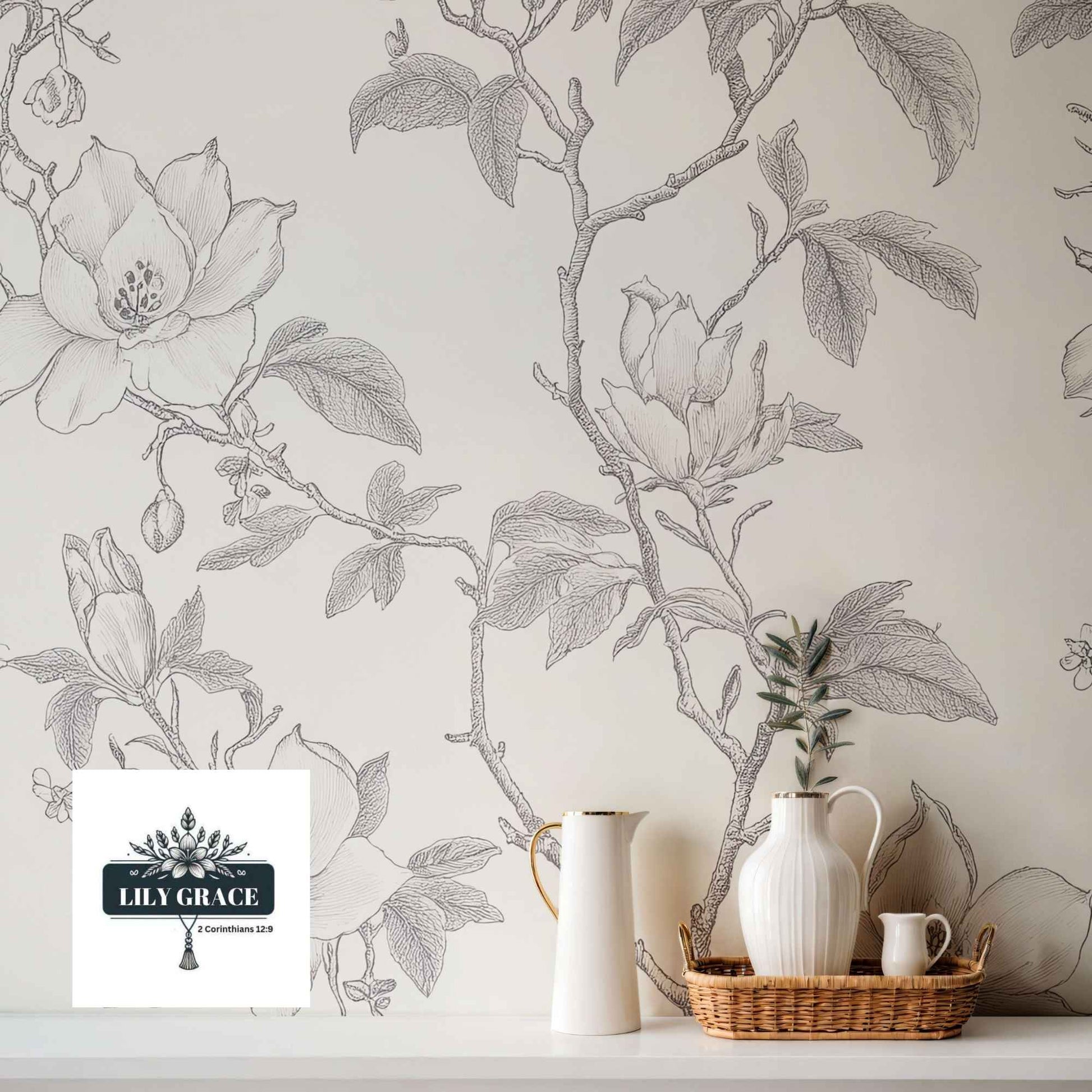 Spring Magnolia – Vintage Floral wall paper designs for bedroom