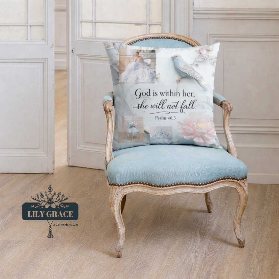 Blue scatter cushion.  Christian art gift