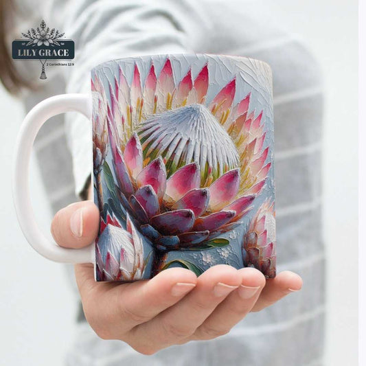 Pastel Protea coffee mug.  Custom Printed coffee mug 