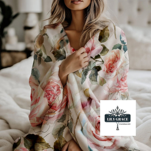 Romantic Roses pink fleece blankets