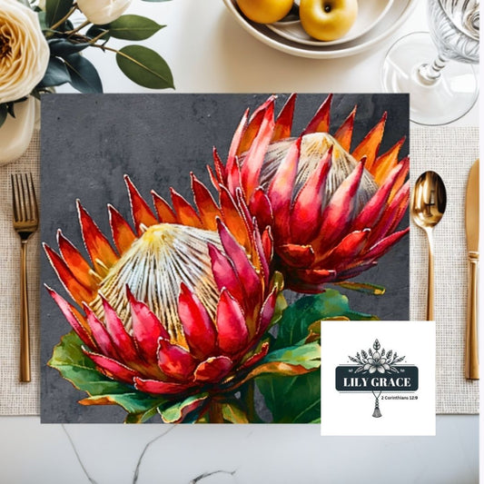 4 Protea placemats