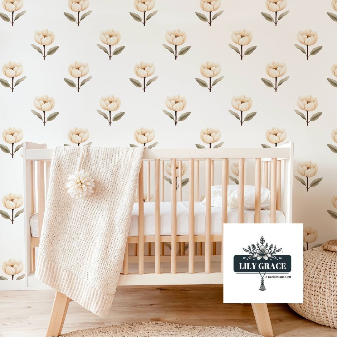Bloom & Beige nursery wallpaper