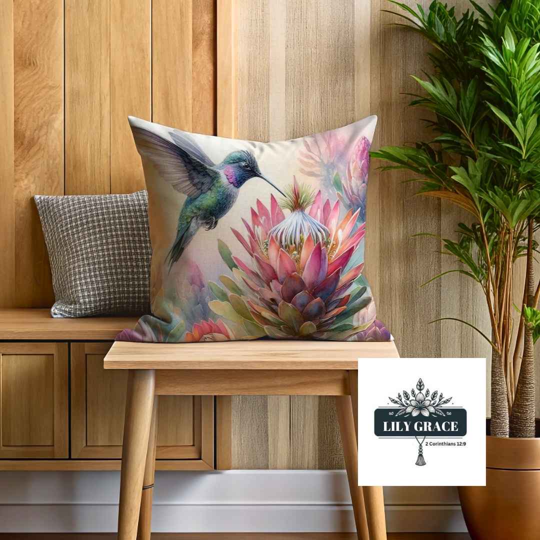 Flying Songbird protea scatter cushion cover