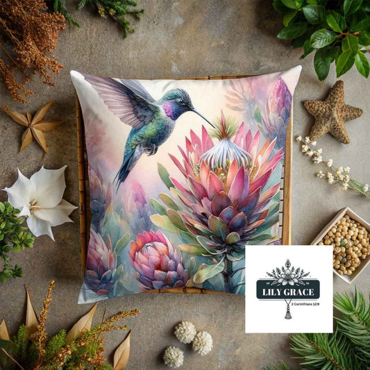 Flying Songbird protea scatter cushion cover