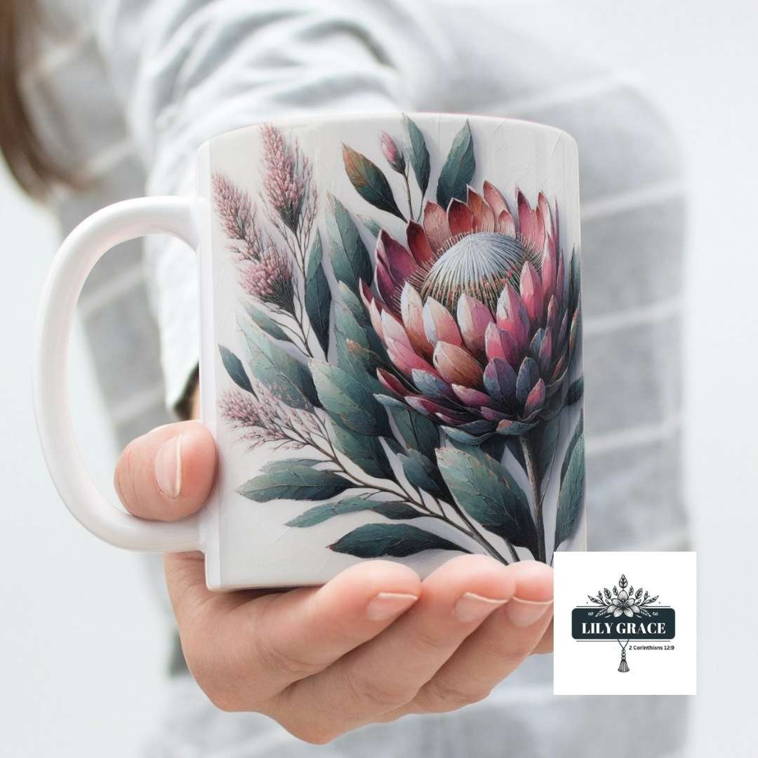 Watercolor Protea coffee mug