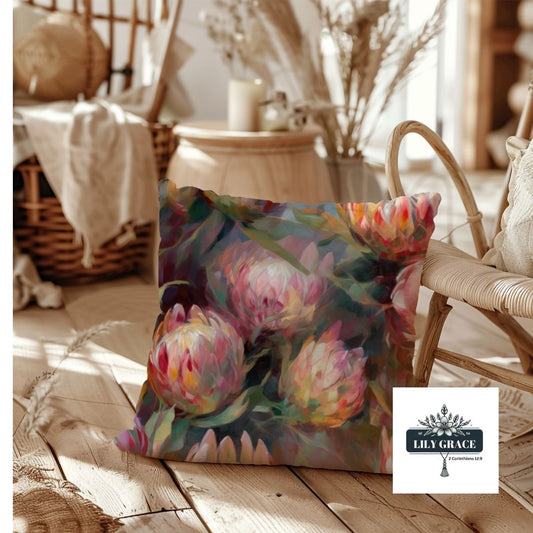 Luxury Velvet Protea Scatter cushion cover.