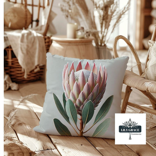 Single pink protea scatter cushions cover