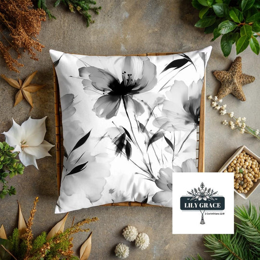 Black and White floral scatter cushion