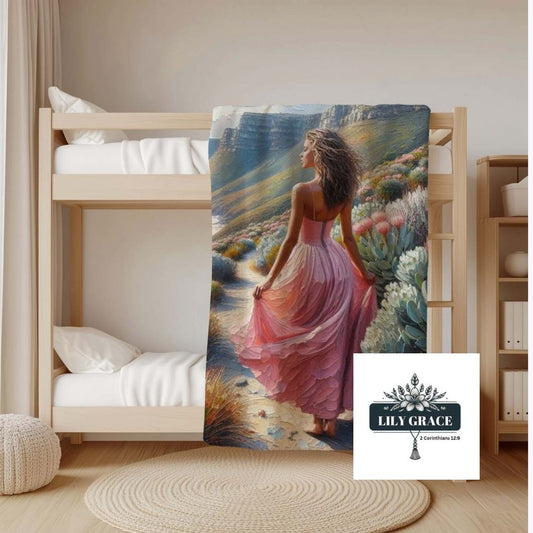 Green fynbos coral fleece blanket