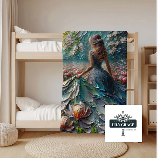 Magnolia coral fleece blanket
