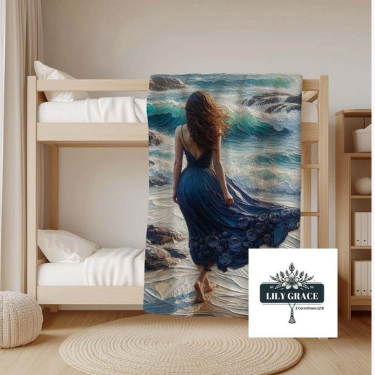 Beach song coral fleece blanket