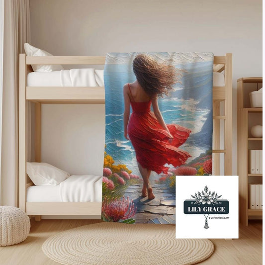 Red pin cushion coral fleece blanket