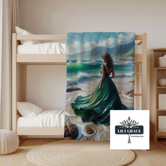 Beach symphony coral fleece blanket