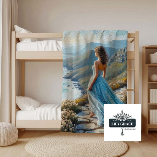 Blue bliss coral fleece blanket