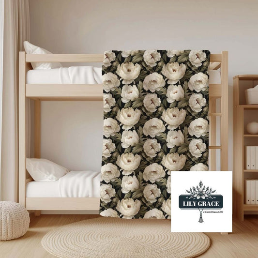 White Peony coral fleece blankets