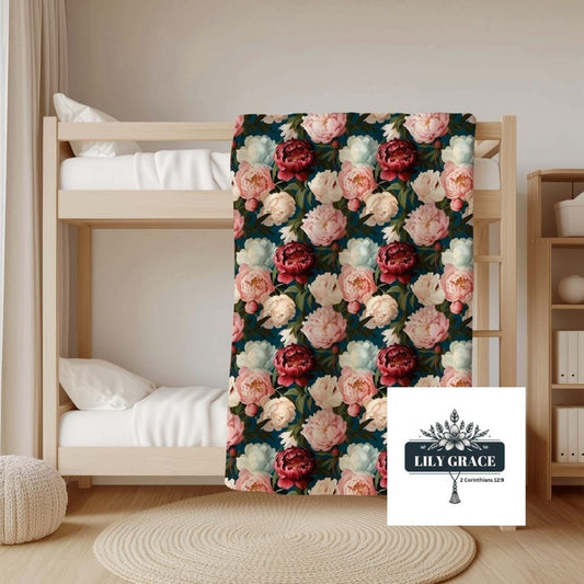 Peony nostalgia fleece blanket