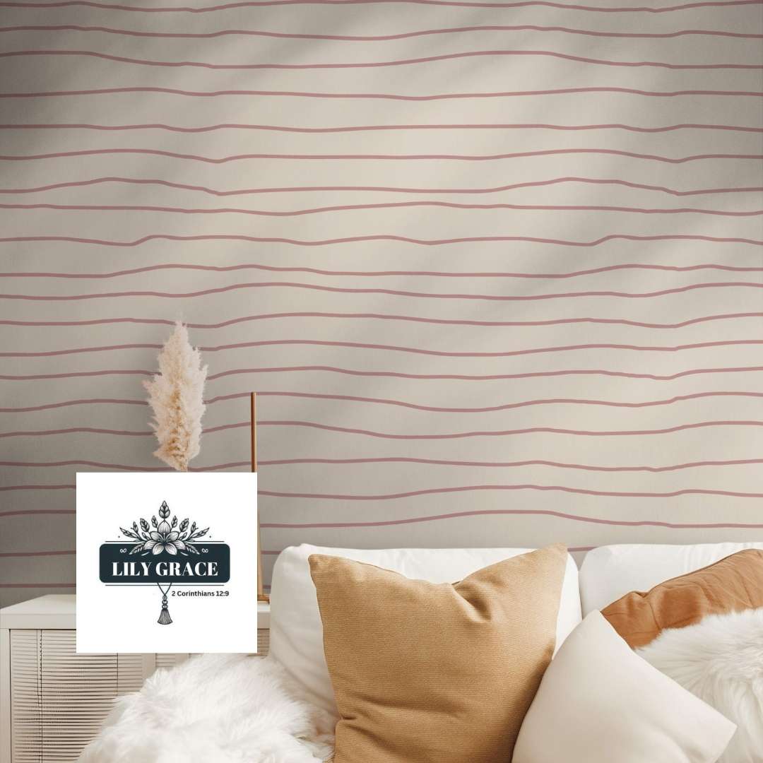 Boho Lines Pink Wallpaper for walls