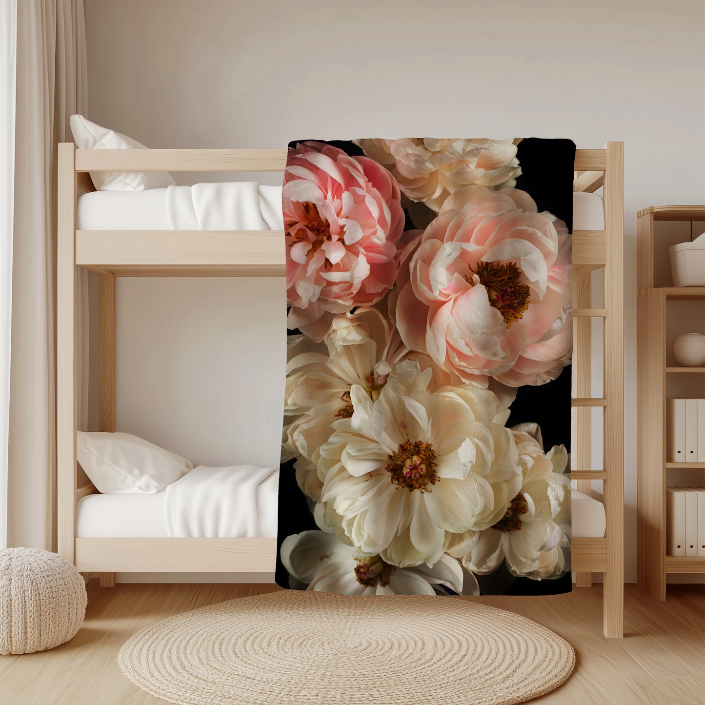 premium fleece throw blanket pink cream flowers bedroom decor