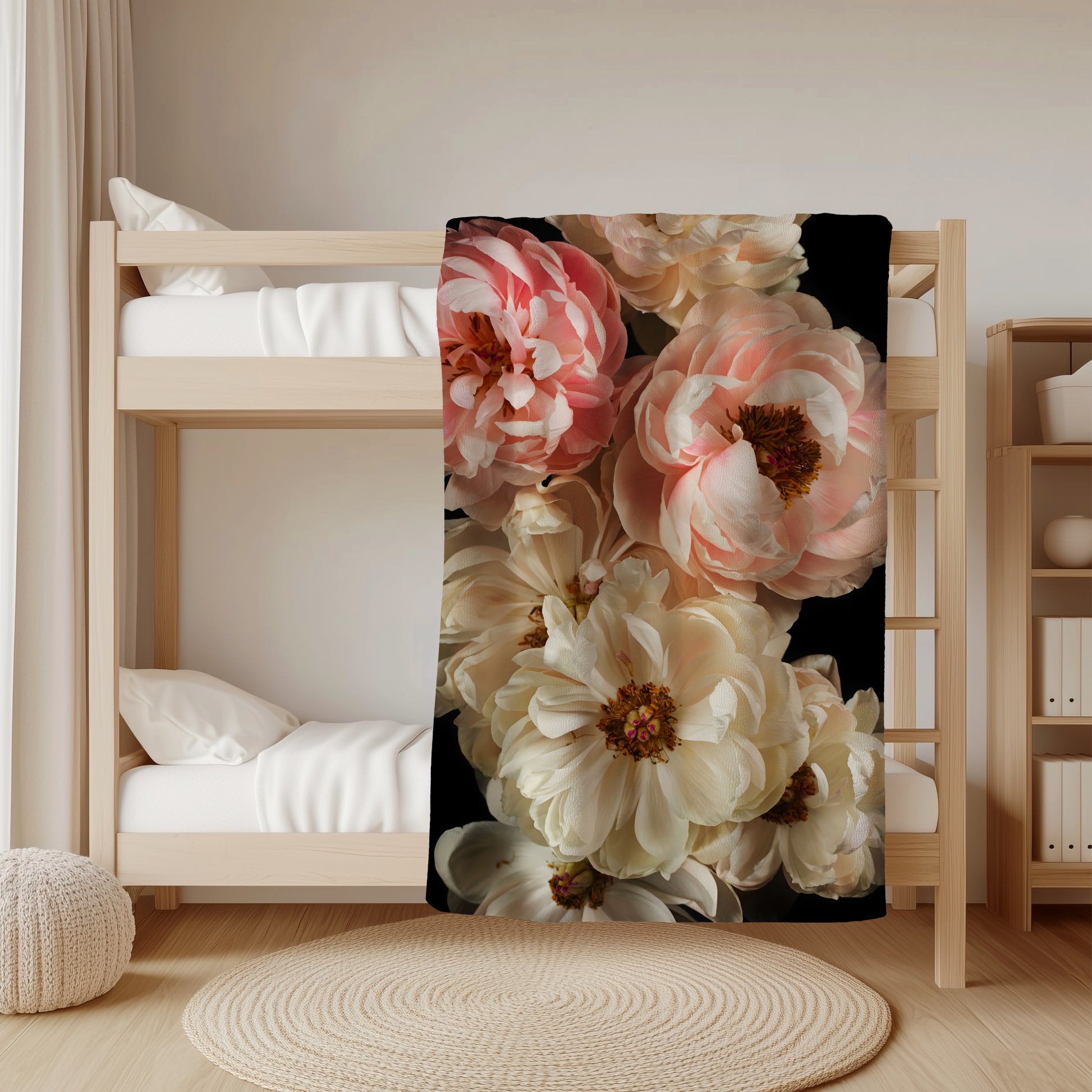 premium fleece throw blanket pink cream flowers bedroom decor