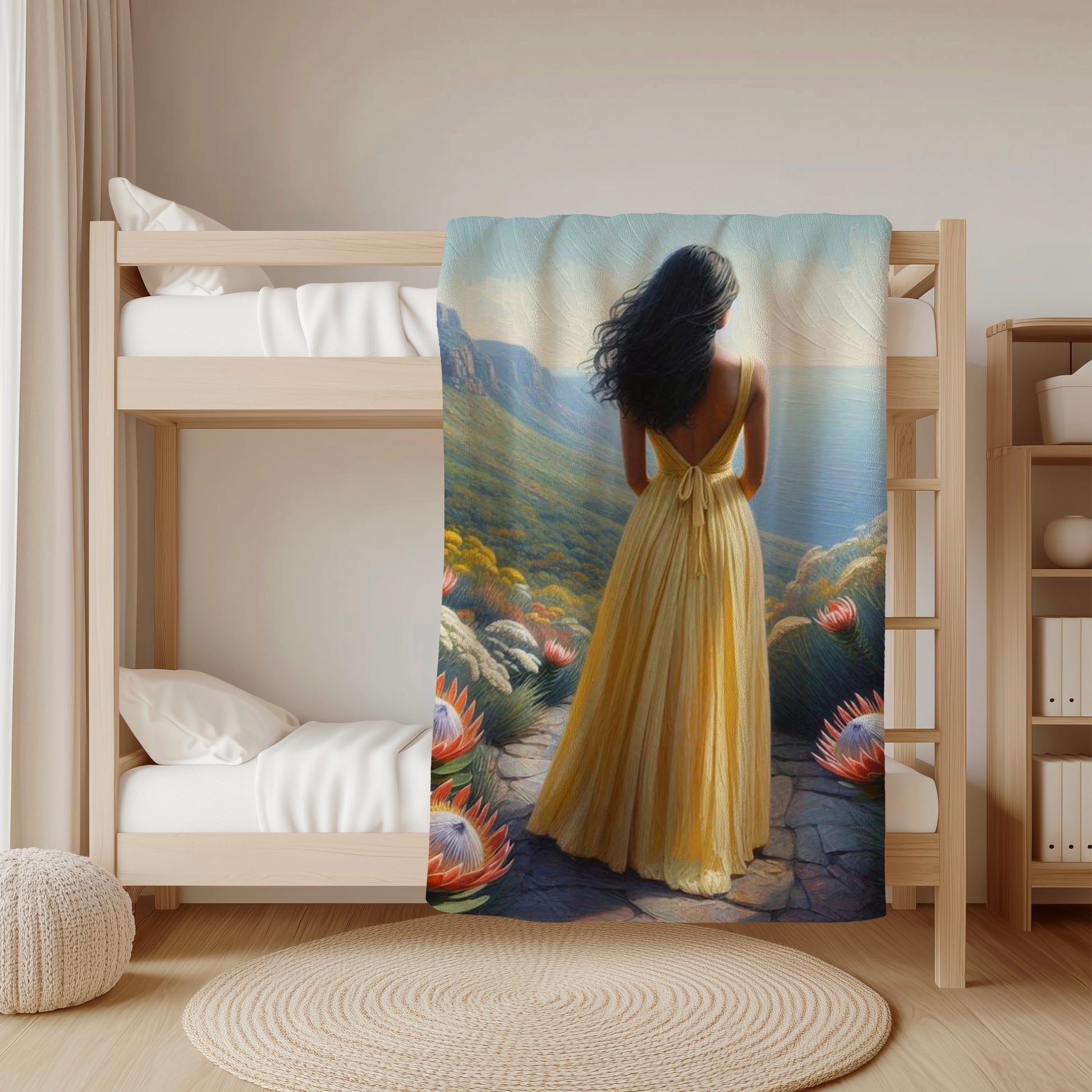 Still Waters Protea fleece blanket South Africa coastal design