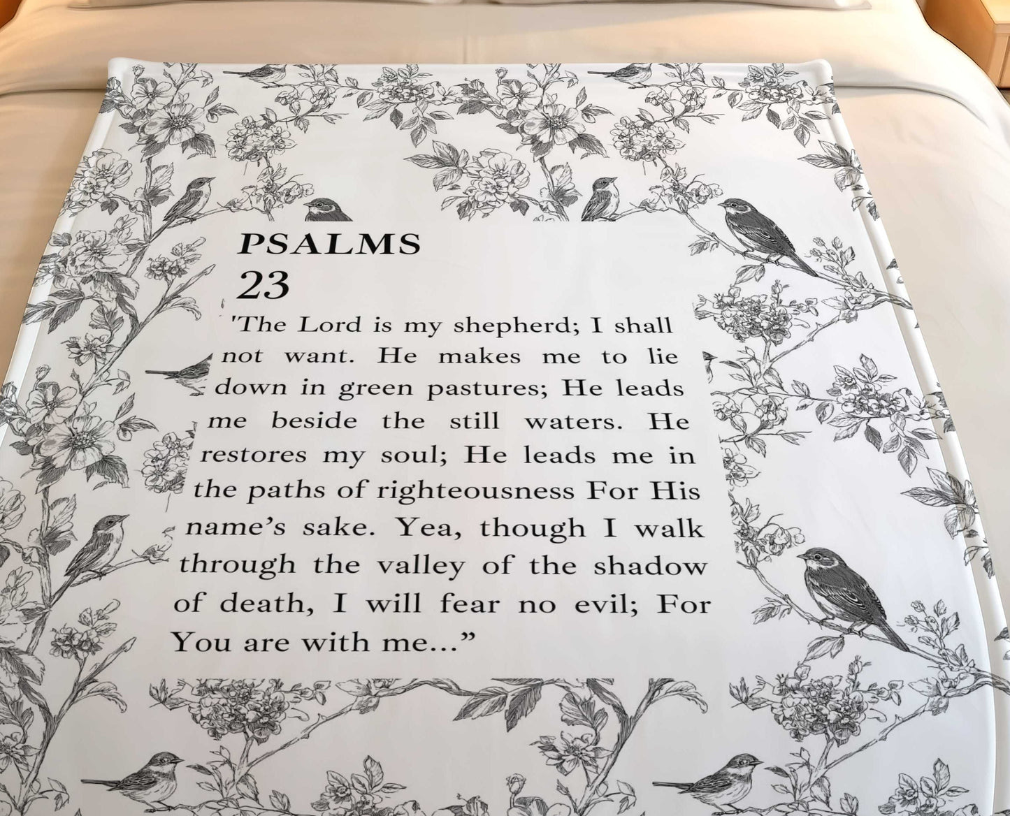Psalm 23 Fleece Throw Blanket (Ready to Ship) 1.2 x 1.2 m