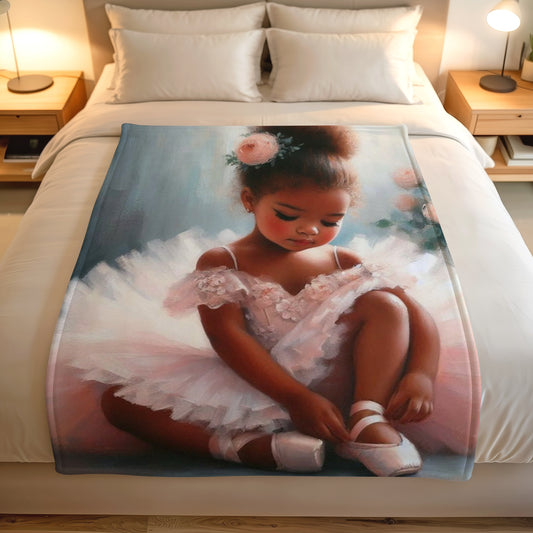 Little ballerina lightweight fleece blanket with soft floral design, Lily Grace Design South Africa