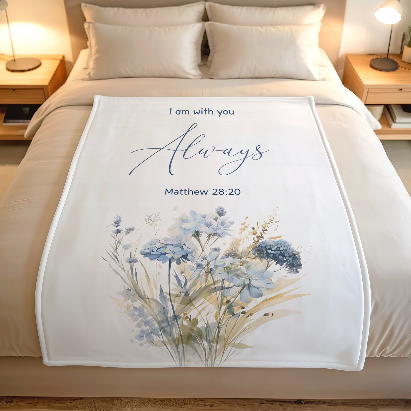 Matthew 28:20 faith blanket with I am with you always scripture quote