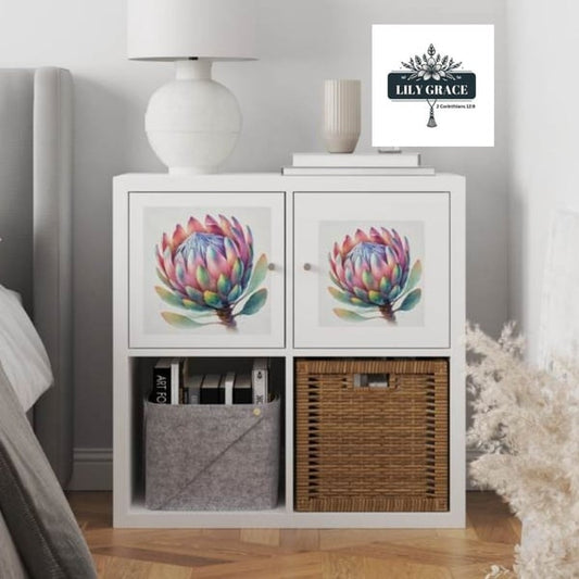 Watercolour Protea decoupage paper sheet