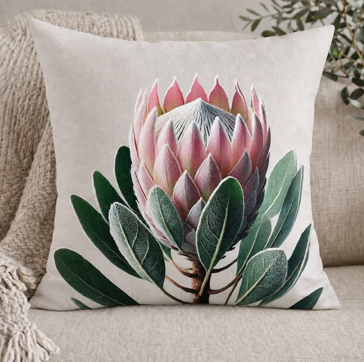 Beautiful pink protea scatter cushions 