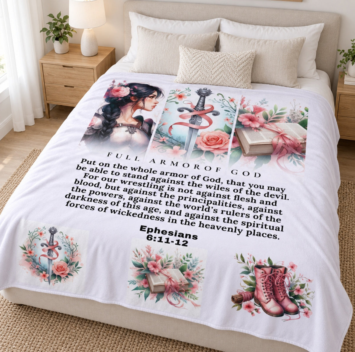 Full armor of God fleece blanket .Ready to Ship 1.5 x 2m