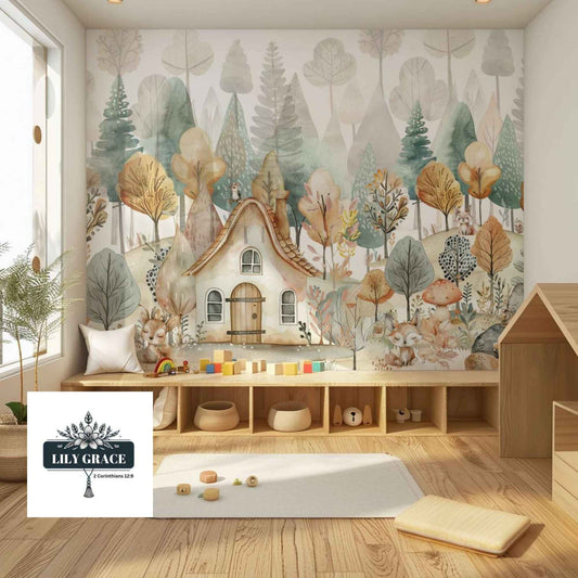 Woodland Nursery Wallpaper – Soft Forest Design for Children's Bedrooms