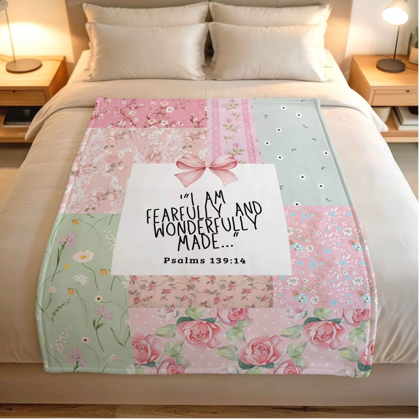 Fearfully and Wonderfully Made fleece blanket (Ready to Ship) 1.5 x 1.5m