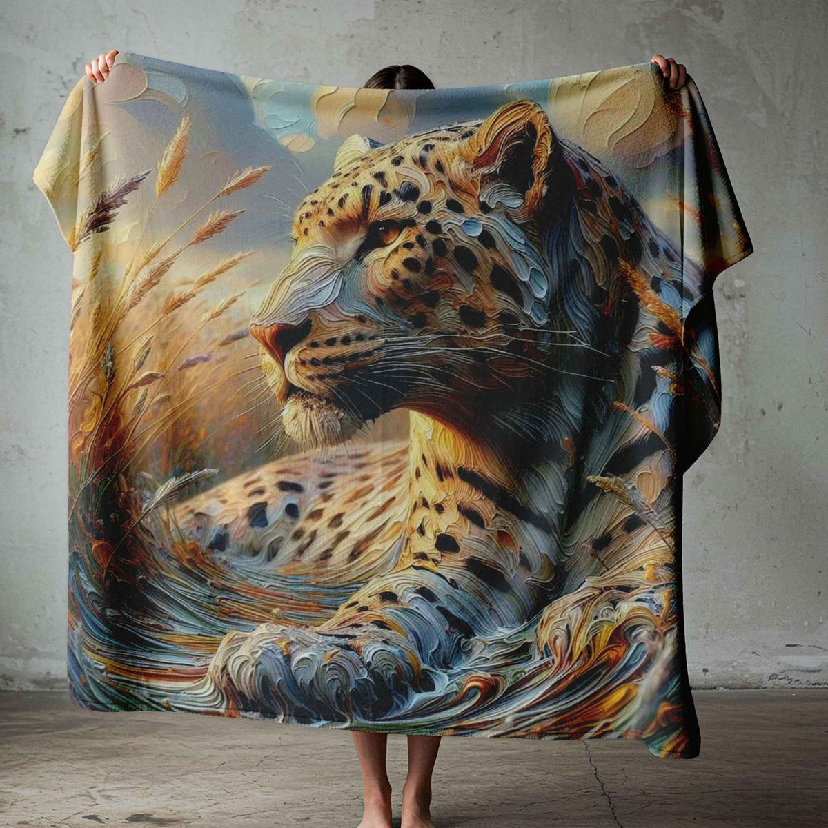 Designer Leopard print fleece blanket