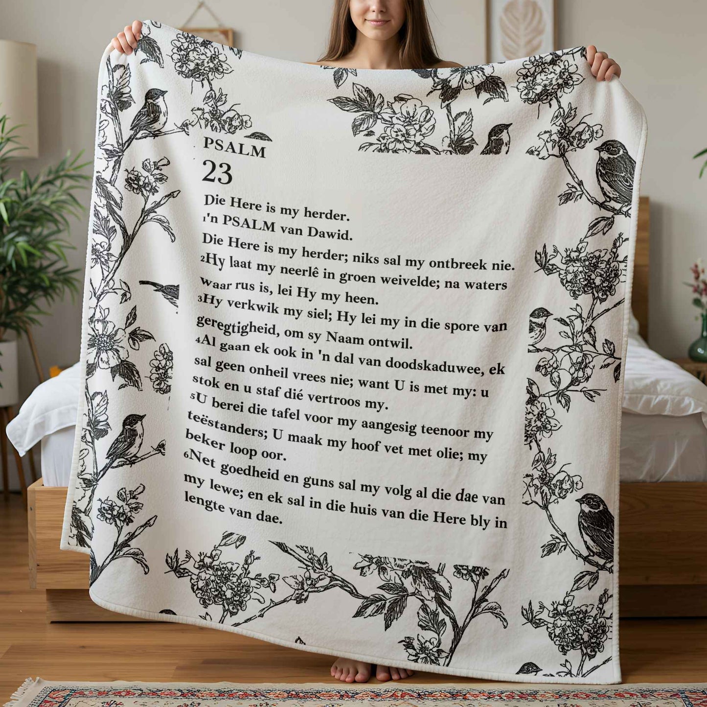 Afrikaans Psalm 23 Fleece Throw Blanket (Ready to Ship) 1.5 x 1.5 m )