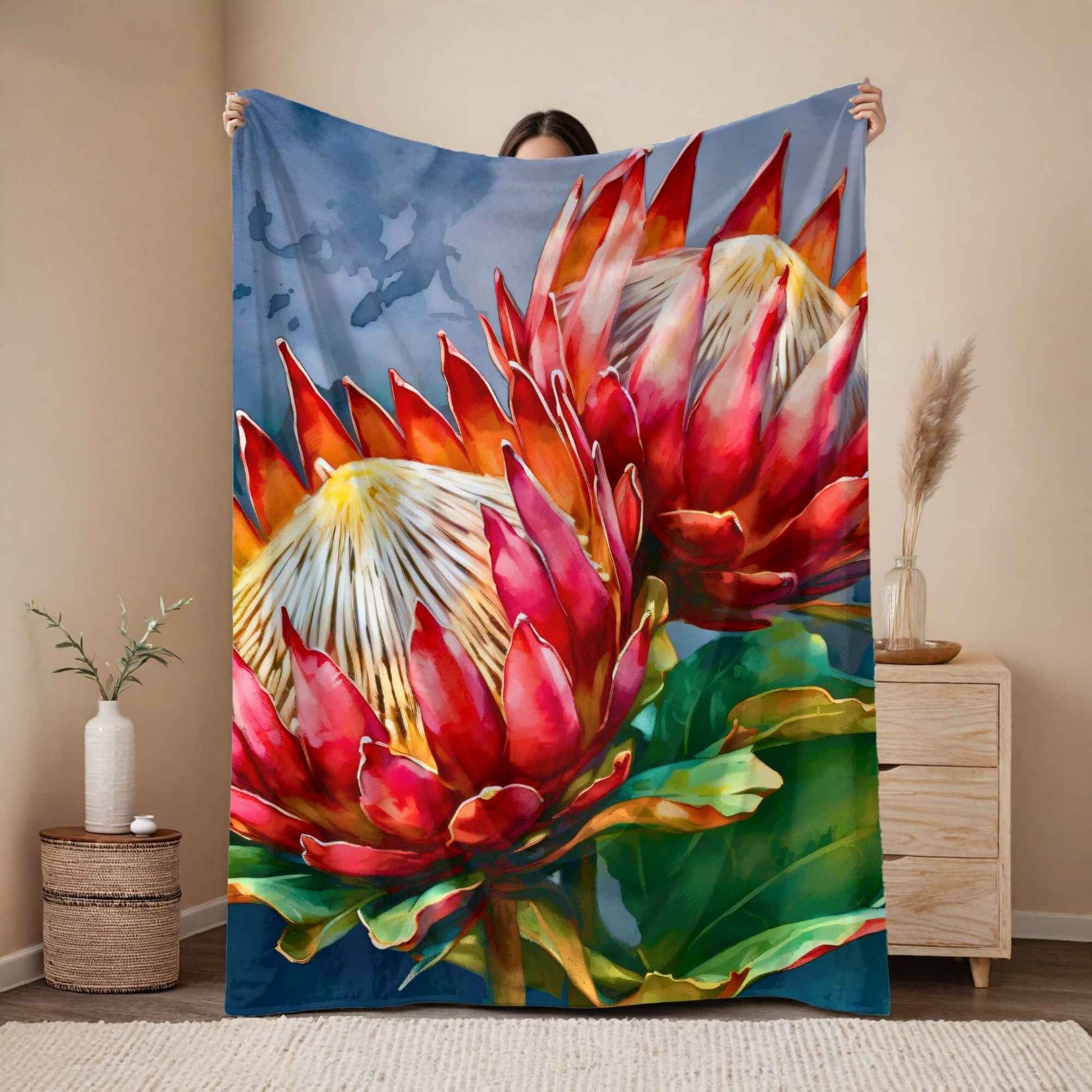 Protea fleece blanket South Africa lightweight throw blanket various sizes