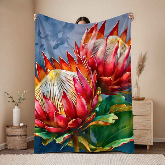 Protea fleece blanket South Africa lightweight throw blanket various sizes