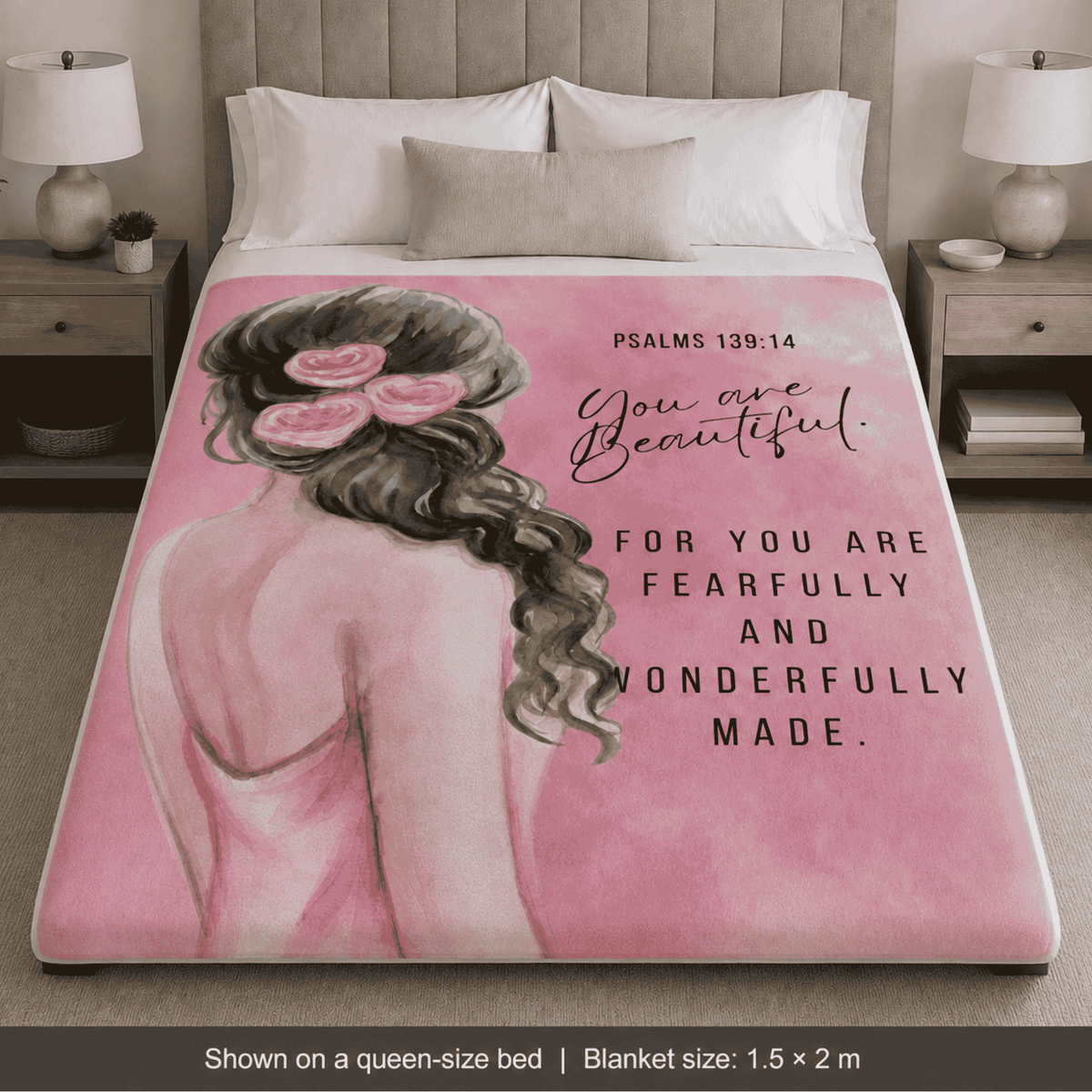 You are Beautiful fleece blanket .Ready to Ship 1.5 x 2m